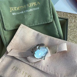 JUDITH RIPKA Sterling Collection Iridescent Quartz Crystal Silver Ring Size 7